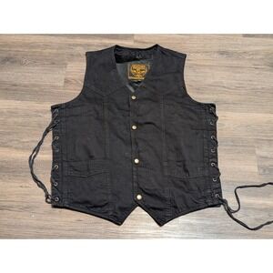 Milwaukee Performance Vest Black Lace Up Sides Motorcycle Biker Men's M